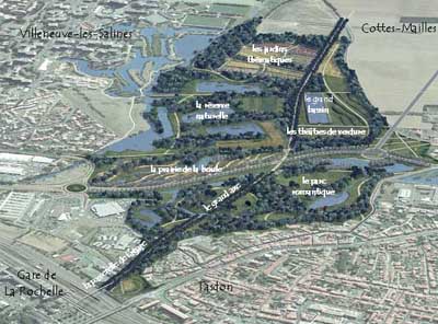 vue aérienne de l'aménagement en direction de Cottes-Mailles